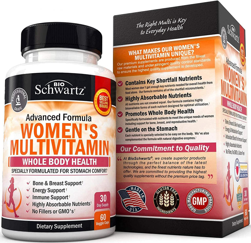 Multivitamin for Women - Energy, Immune and Joint Support Supplement - with Vitamin D3 for Skin, Bone and Breast Support - Once Daily - Formulated for Stomach Comfort - Promotes Whole Body Health