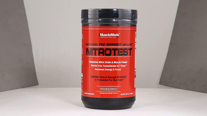 MuscleMeds Nitrotest Pre-Workout Supplement Drink, Boost Nitric Oxide, Testosterone, Watermelon, 30 Servings, 1.03 Pound, 1 Count