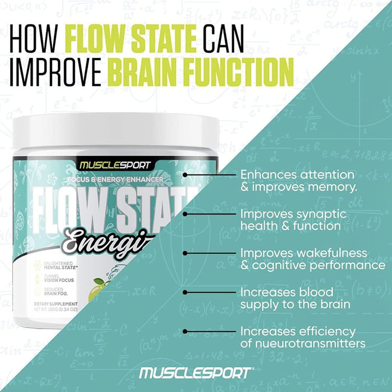 MuscleSport Flow State Energize - Energy Formula and Nootropic Brain Support - Mental Focus Supplement (Baja Splash)