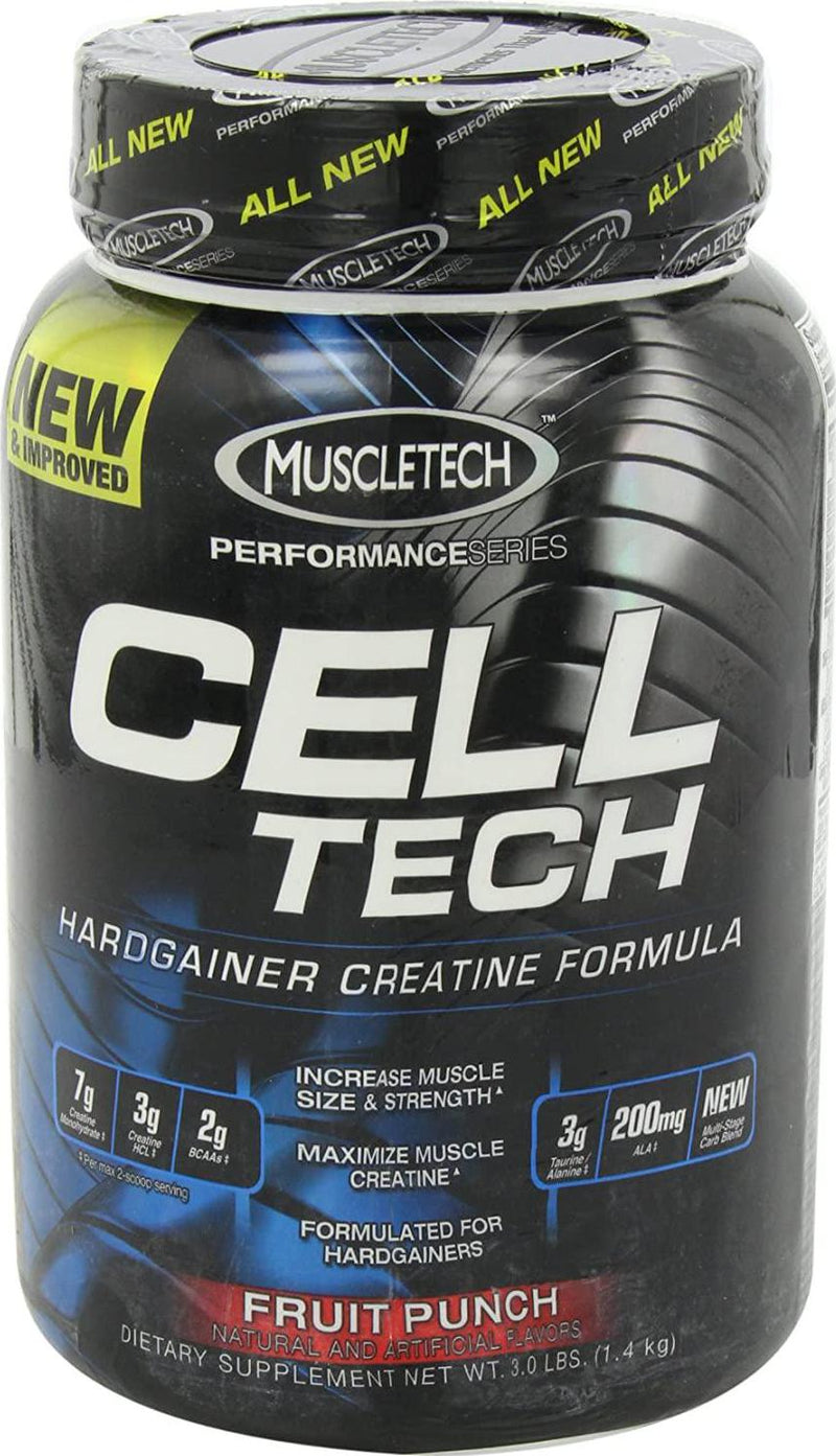 MuscleTech CellTech Creatine Powder, Micronized Creatine, Creatine HCl, Fruit Punch, 3 Pounds
