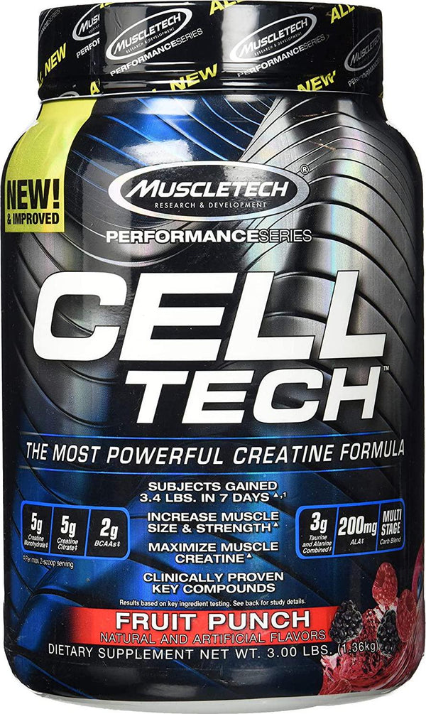 MuscleTech Cell-Tech Performance Series, Fruit Punch, 3.09 lb., Creatine HCl, Creatine Monohydrate and Carbohydrate Powder by MuscleTech