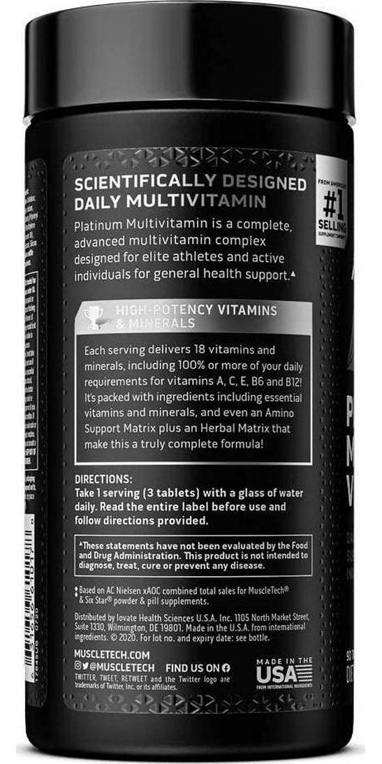 MuscleTech Multivitamin, Multi Vitamin for Adults, 90 caplets