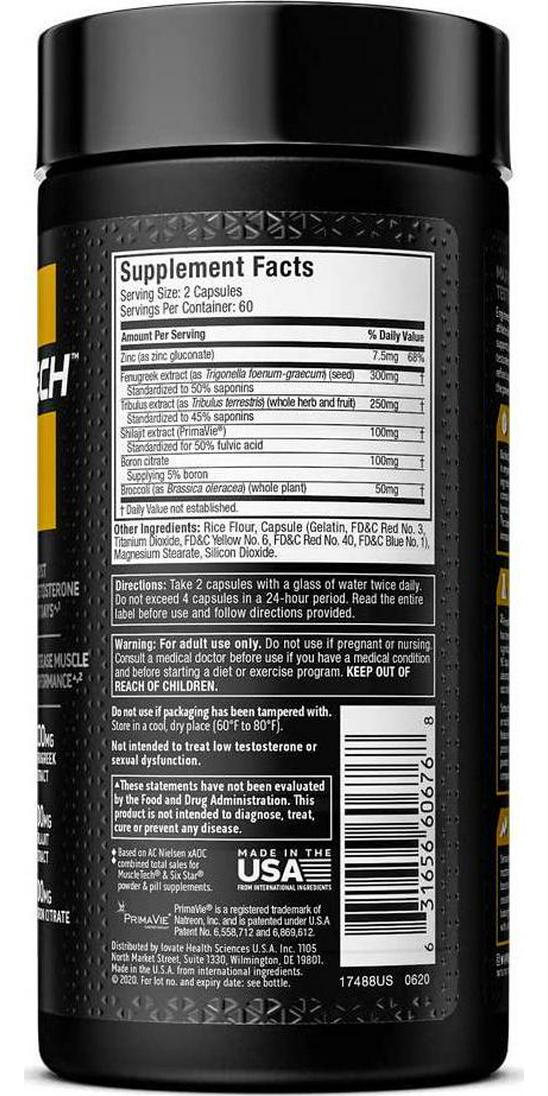 MuscleTech Pro Series AlphaTest, Max-Strength Testosterone Booster, 120 Rapid-Release Capsules