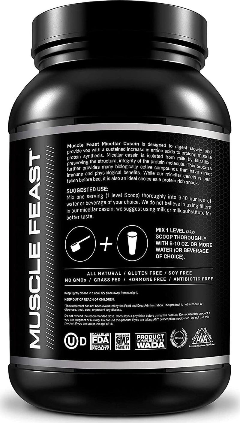 Muscle Feast Grass Fed Micellar Casein -2Lbs (Unflavored)