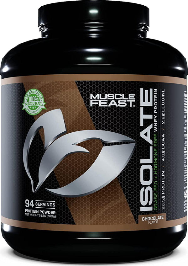 Muscle Feast Grass-Fed Whey Protein Isolate, All Natural Hormone Free Pasture Raised, Chocolate, 5lb (87 Servings)