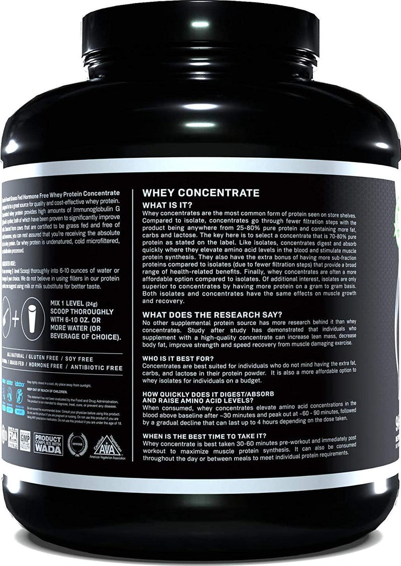Muscle Feast Grass Fed Whey Protein Concentrate Powder | 100% All Natural, Hormone Free, European Grass Fed Protein Concentrate | 19g Protein, 97 Calories | Unflavored 5lb | 94 Servings