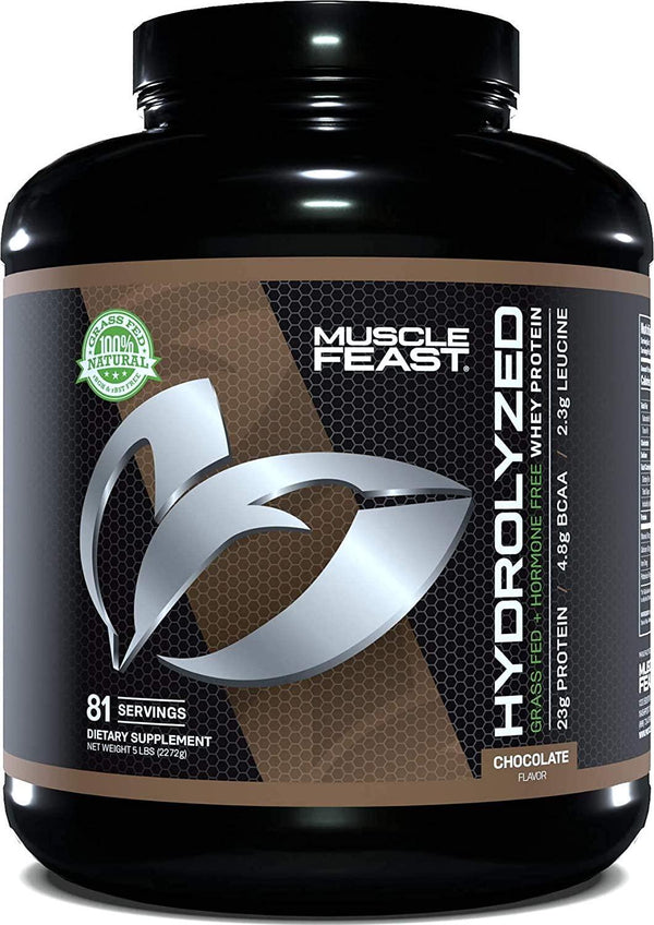 Muscle Feast Grass-Fed Hydrolyzed Whey Protein Powder, All Natural Hormone-Free, Chocolate, 5lb