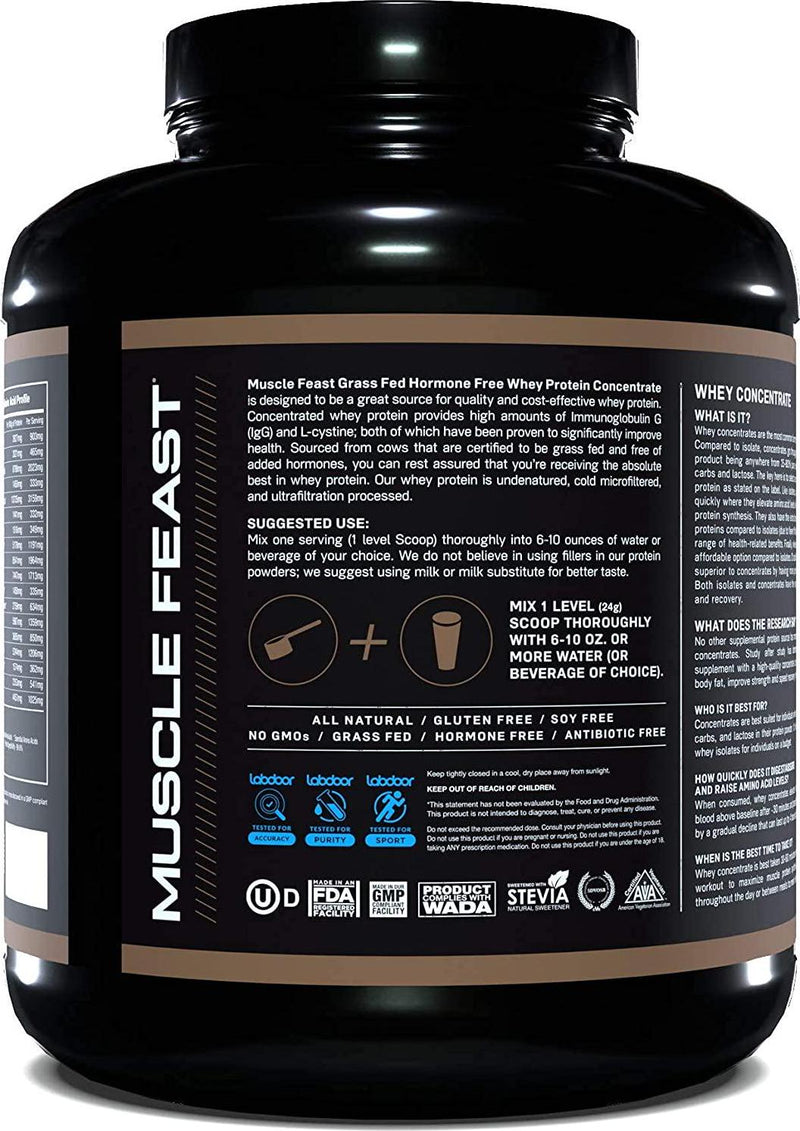 Muscle Feast Hormone Free Grass Fed Chocolate Whey Protein Concentrate 5Lb