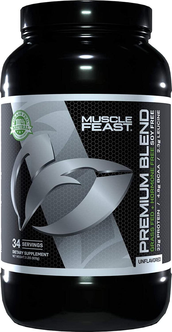 Muscle Feast Premium Blend All Natural Hormone Free Grass-Fed Whey Protein Powder, Unflavored, 2lb