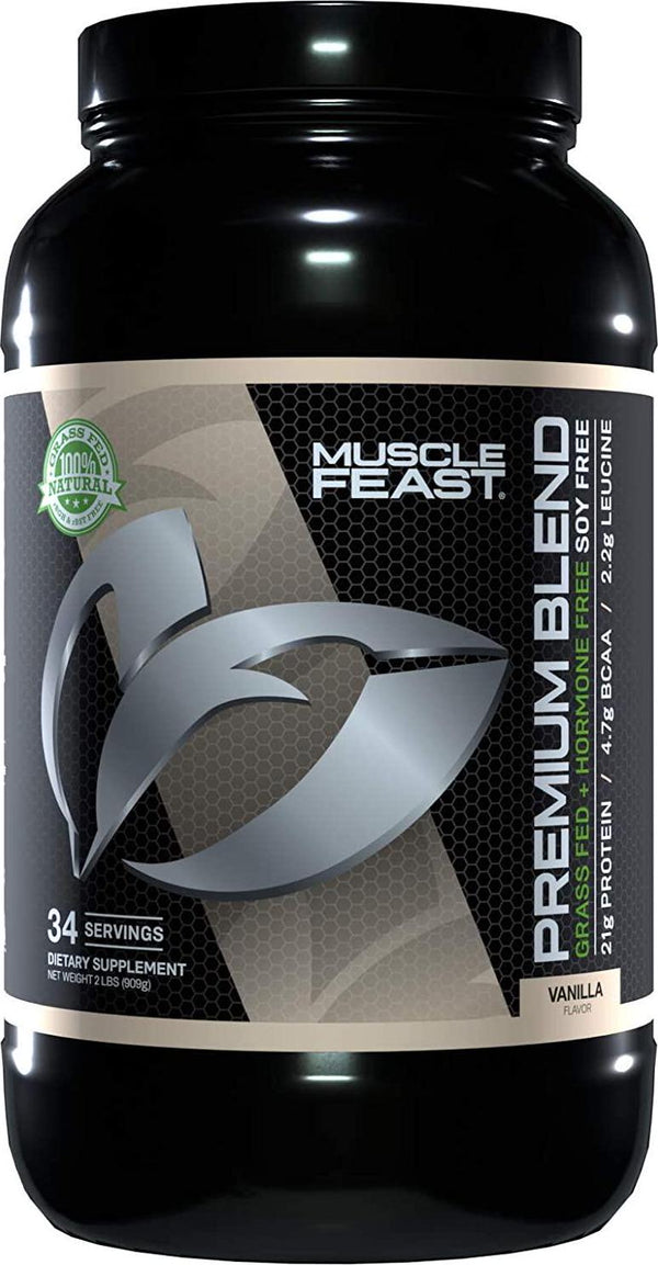 Muscle Feast Premium Blend All Natural Hormone Free Grass-Fed Whey Protein Powder, Vanilla, 2lb