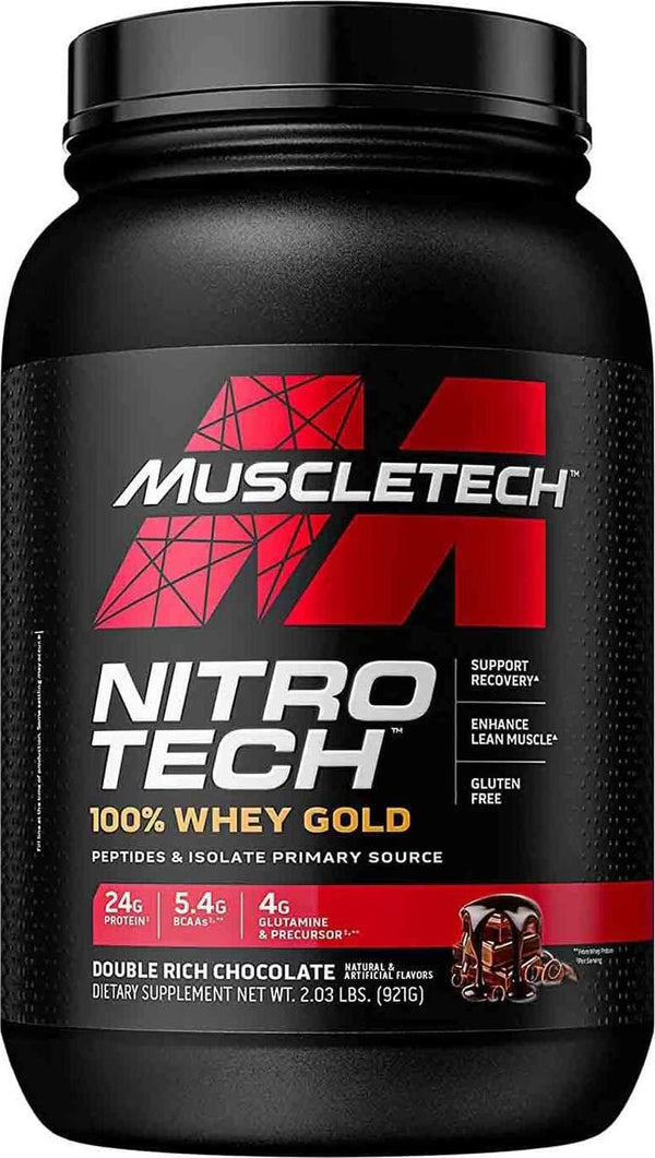 Muscletech NitroTech Whey Gold, 100% Pure Whey Protein, Whey Isolate and Whey Peptides, Double Rich Chocolate, 2.5 Pounds (NITW2-002-CH-B-US)