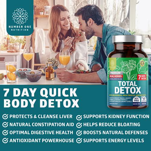 N1N Premium 7 Day Cleanse and Detox Supplement [Max Strength, 7 Powerful Ingredients] Complete Body Cleanse for Liver, Urinary Tract, Kidney and Digestive Health Support, 60 Capsules
