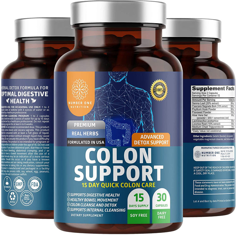 N1N Premium Colon Cleanser and Detox [15 Day Quick Cleanse] Natural Laxatives for Constipation Relief, Gut Health and Energy Boost, 30 Caps