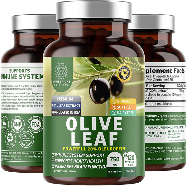 N1N Premium Olive Leaf Extract [Superior Strength with 20% Oleuropein] All Natural Antoxidant Supplement to Strengthen Heart Health and Boost Overall Wellness, 120 Veg Caps