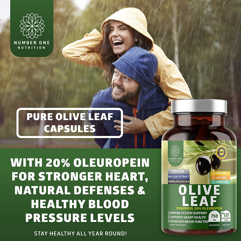 N1N Premium Olive Leaf Extract [Superior Strength with 20% Oleuropein] All Natural Antoxidant Supplement to Strengthen Heart Health and Boost Overall Wellness, 120 Veg Caps