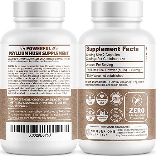 N1N Premium Psyllium Husk Capsules and Colon Cleanse and Detox, All Natural Supplements to Support Healthy Digestion and Weight Loss, 2 Pack Bundle