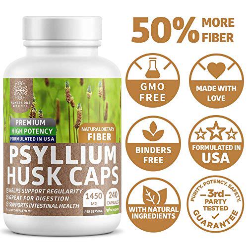 N1N Premium Psyllium Husk Capsules and Colon Cleanse and Detox, All Natural Supplements to Support Healthy Digestion and Weight Loss, 2 Pack Bundle