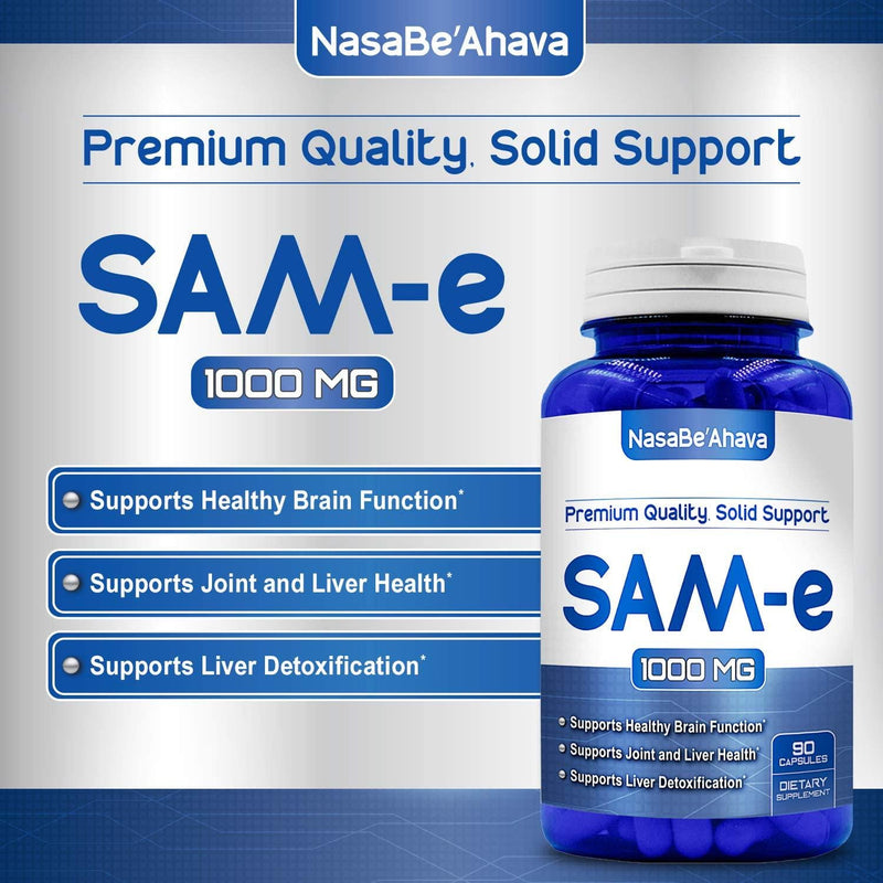 NASA BEAHAVA Pure SAM-e 1000mg (per Serving) 90Capsules (S-Adenosyl Methionine) Supports Joint Health and Brain Function