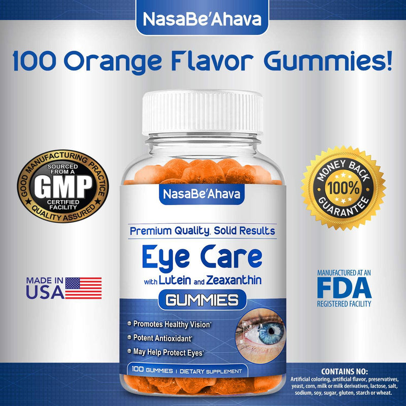 NASA Beahava Eye Vitamins with Vitamin C and Zinc (100 Count) Zeaxanthin, Lutein Multivitamins - Sugar-Free Gummies with All Natural Ingredients, Vision Support, Immune Support, Vegan, Kosher