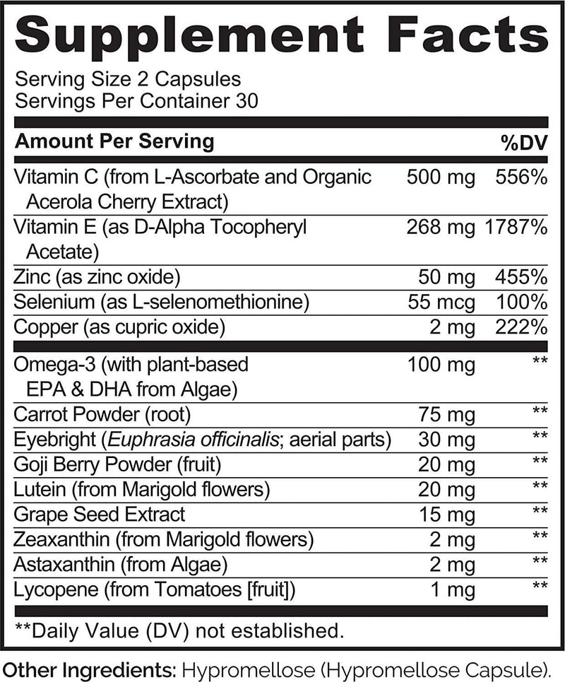NATURELO Eye Health Formula - 60 Vegan Capsules