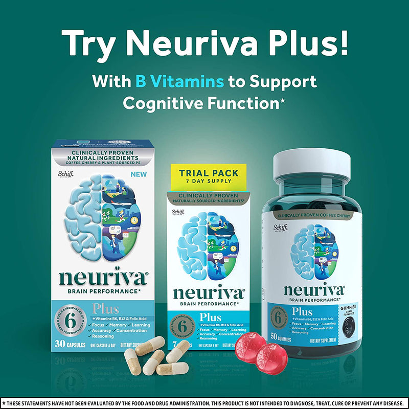 NEURIVA Original Grape Gummies (50ct) Phosphatidylserine, Gluten Free, Decaffeinated - Supports Focus, Memory, Learning, Accuracy and Concentration (Pack of 2)