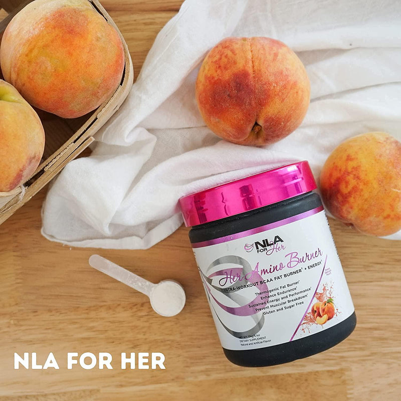 NLA for Her - Her Amino Burner - Intra-Workout BCAA Fat Burner + Energy - Sustained Energy, Focus, and Endurane. Promotes Fat Loss and Boosts Metabolism - 195 Grams (Sweet Georgia Peach)