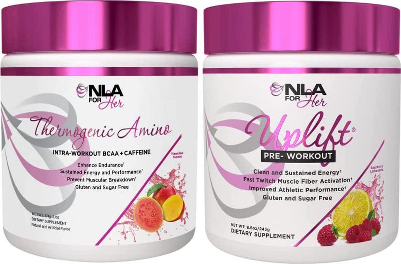 NLA for Her Pre/Intra Workout Stack (Includes Her Thermogenic Amino Hawaiian Sunset and Uplift Pre Workout Raspberry Lemonade)