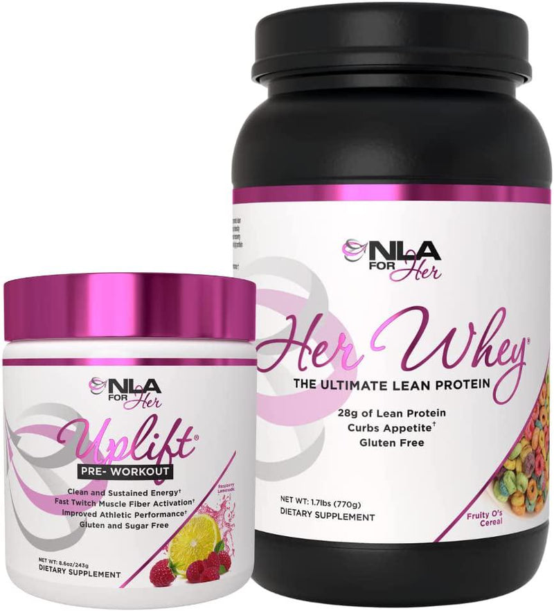 NLA for Her Pre/Post Workout Stack (Includes Her Whey Fruity O's and Uplift Pre Workout Raspberry Lemonade)