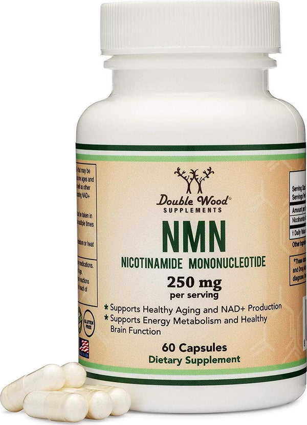 NMN Supplement 250mg Per Serving (Nicotinamide Mononucleotide), to Boost NAD+ Levels for Anti Aging by Double Wood Supplements (60 Capsules)