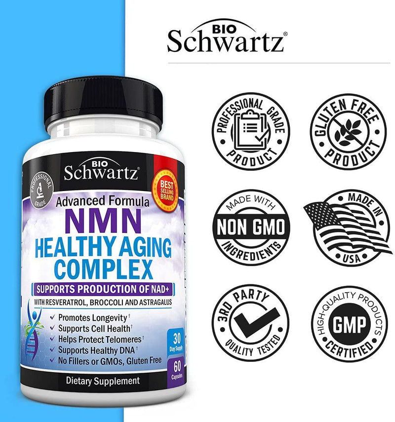 NMN Supplement - Nicotinamide Mononucleotide Powder for Healthy Aging and Energy Support - 60 Capsules