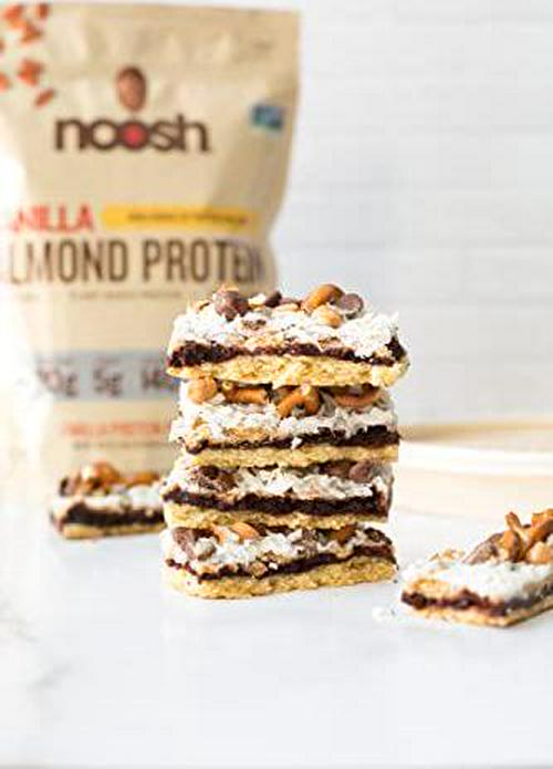 NOOSH Plant Based Almond Protein Powder Vanilla - Vegan, Naturally Sourced Ingredients, Non-GMO, Gluten Free, Kosher, Peanut Free, Soy Free, Dairy Free 17g of Protein per Serving (1.15lb)