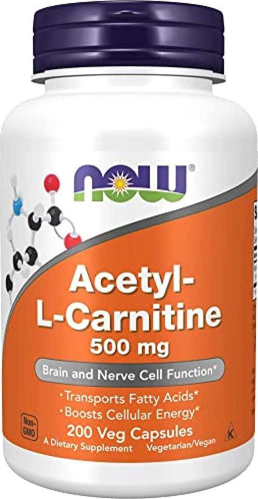 NOW Acetyl L-Carnitine 500mg, 200 Veg Capsules