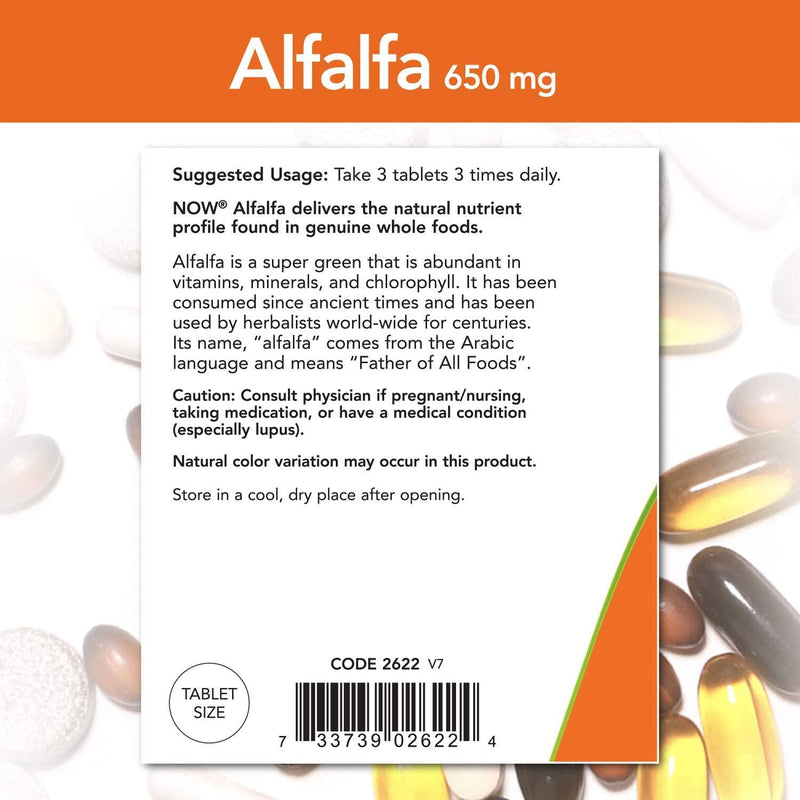 NOW Alfalfa 650 mg,500 Tablets