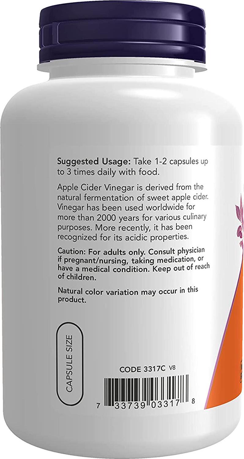NOW Apple Cider Vinegar 450 mg,180 Capsules