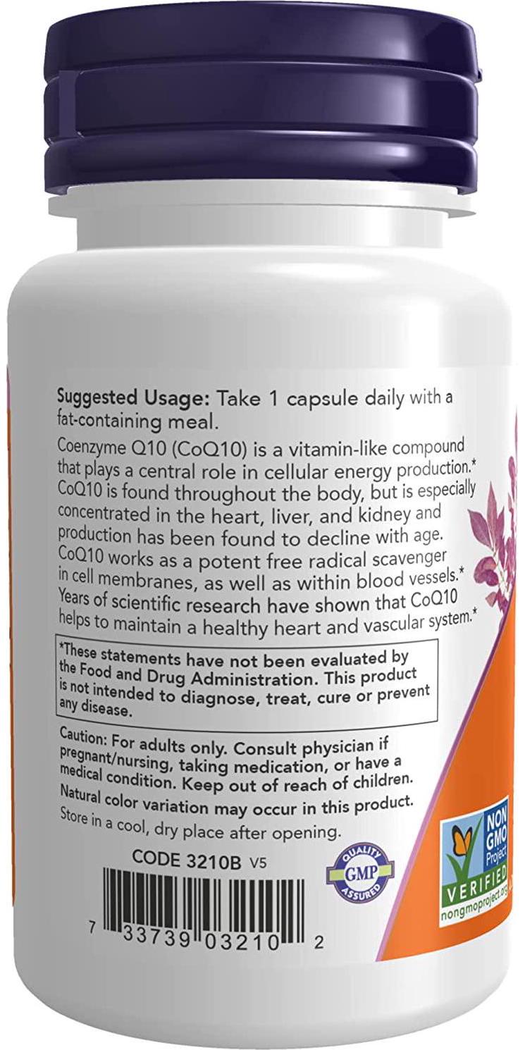 NOW CoQ10 100 mg with Hawthorn Berry,30 Veg Capsules