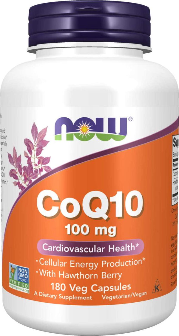 NOW CoQ10 100 mg with Hawthorn Berry,180 Veg Capsules