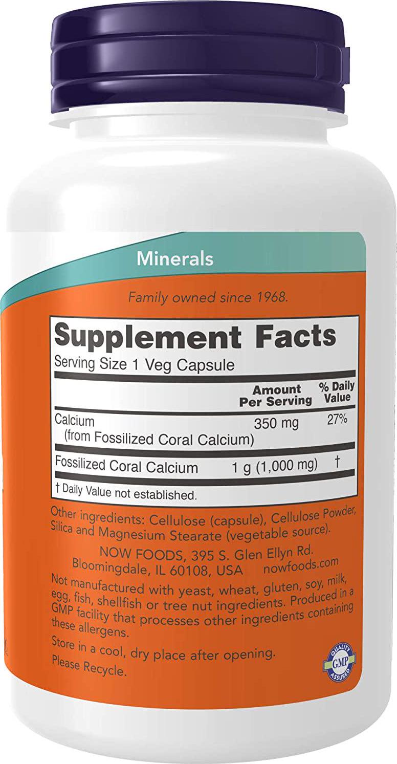 NOW Coral Calcium 1000 mg,100 Veg Capsules