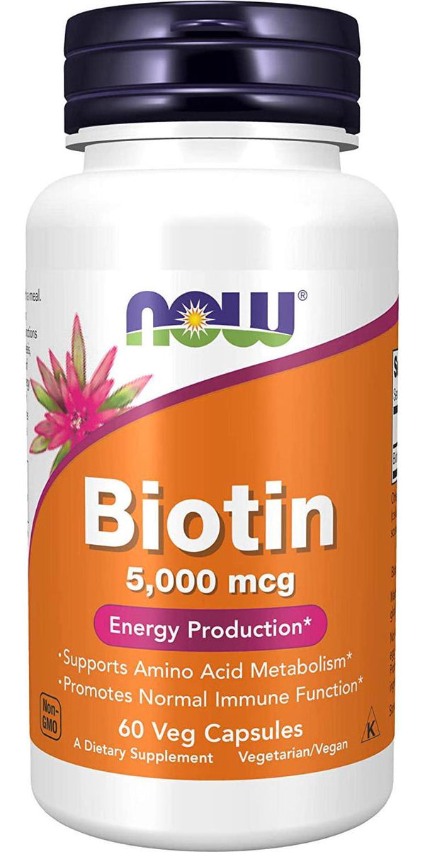 NOW Foods - Biotin 5000 mcg. - 60 Vegetarian Capsules