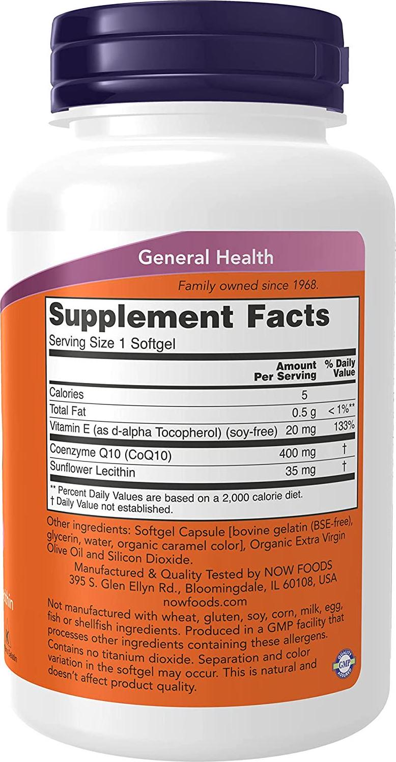 NOW Foods - Co Enzyme Q10 400 Mg. - 60 Softgels