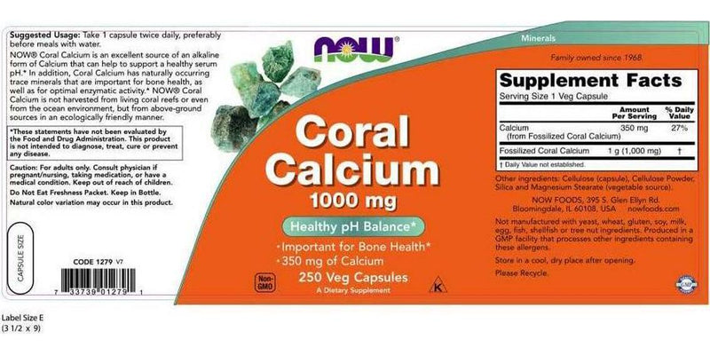 NOW Foods - Coral Calcium 1000 mg. - 250 Vegetarian Capsules