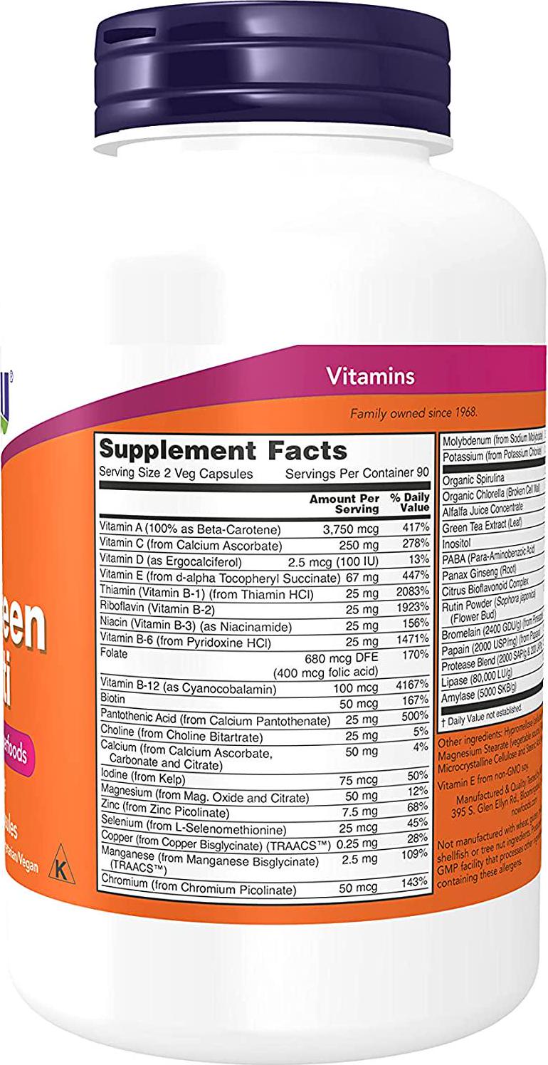 NOW Foods EcoGreen Multi Vitamin 180 Veg Capsules