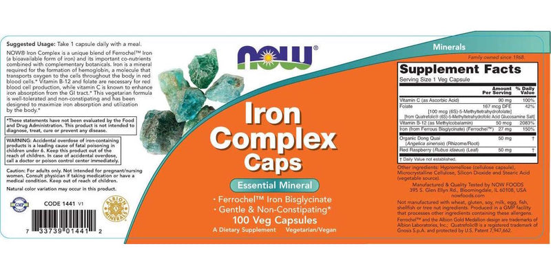 NOW Foods Iron Complex, 100 Veg Caps