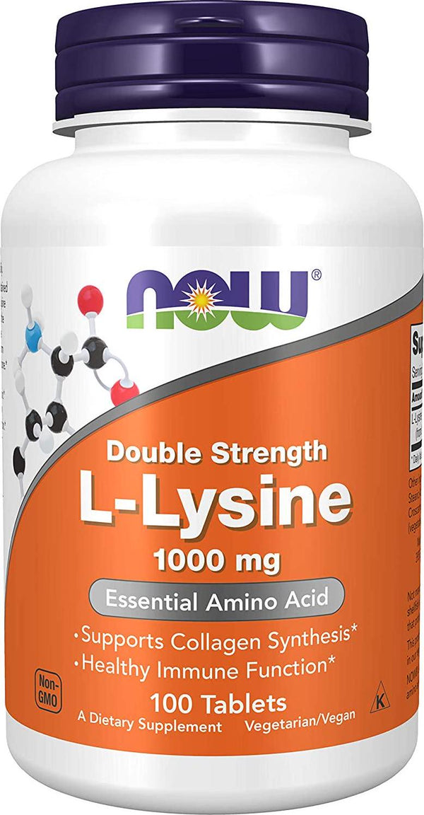 NOW Foods L-Lysine 1000 Mg Double Strength - 100 Tabs 3 Pack