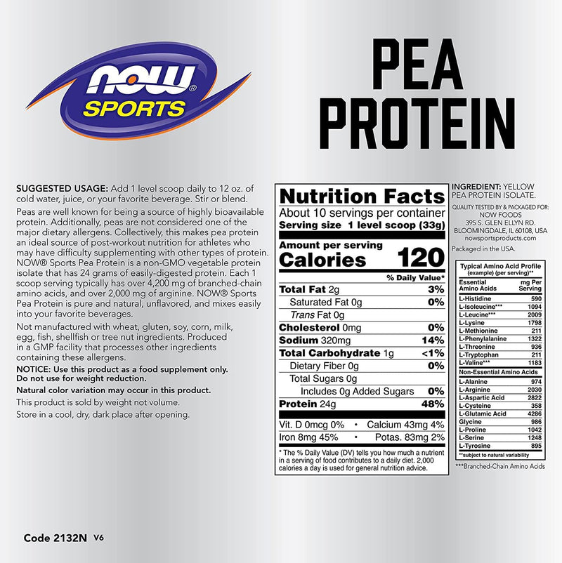 NOW Foods Now Sports Pea Protein Powder,12-Ounce