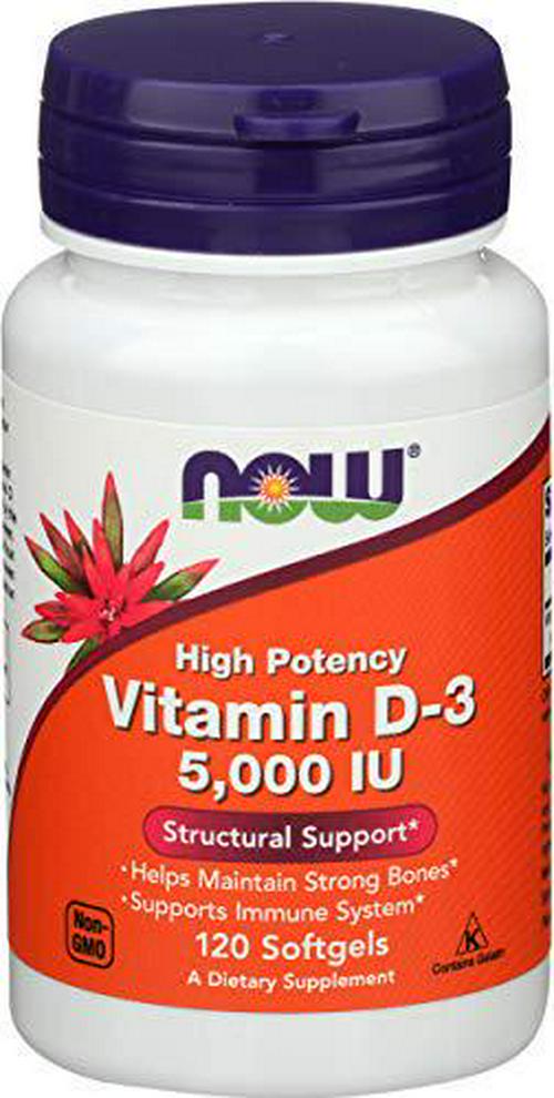 NOW Foods Vitamin D3 5000 Iu - 120 Softgels, 2 Pack