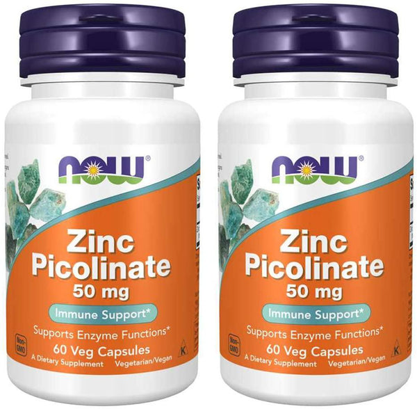 NOW Foods Zinc Picolinate 50Mg 60 Capsules (Pack Of 2)