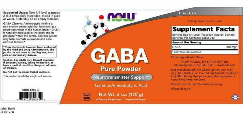 NOW GABA Powder, 6-Ounces