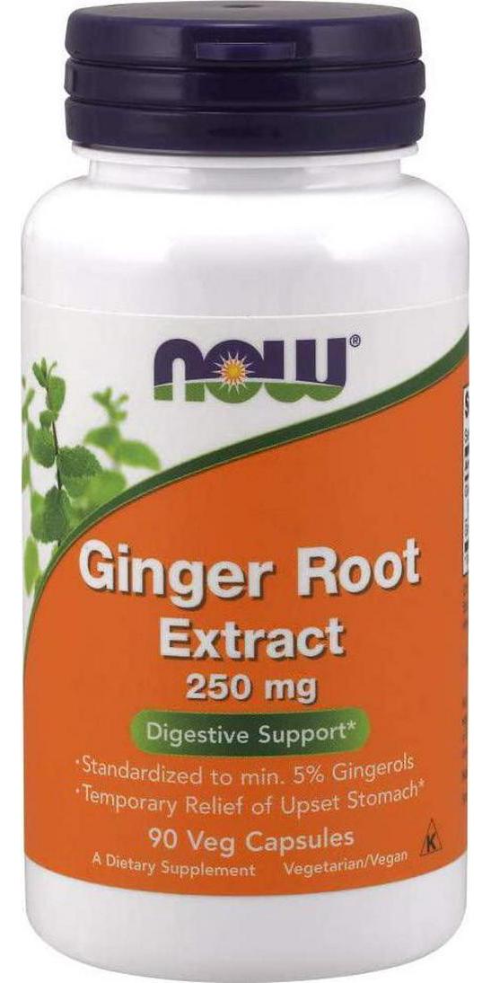 NOW Ginger Root Extract 250 mg,90 Veg Capsules
