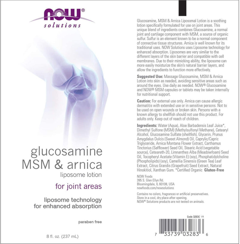 NOW Glucosamine, MSM and Arnica Liposome Lotion,8-Ounce