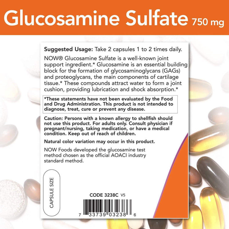 NOW Glucosamine Sulfate 750mg, 240 Capsules